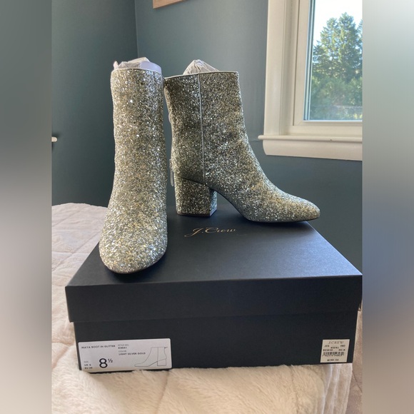 J. Crew Maya Ankle Boots in Glitter 8.5 NWT - Picture 2 of 4